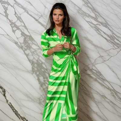 MIRAL-ELEGANT WRAP DRESS WITH PATTERN