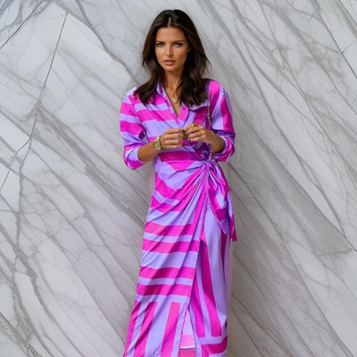 MIRAL-ELEGANT WRAP DRESS WITH PATTERN
