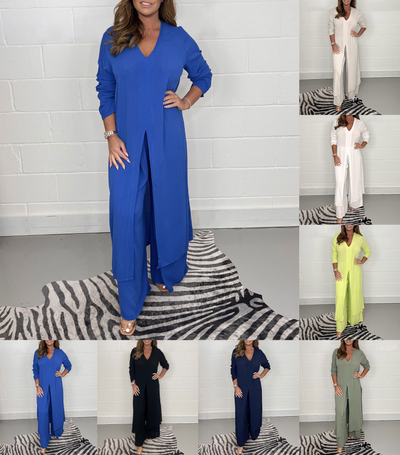 ALEJANDRA-CASUAL V-NECK TWO-PIECE SET