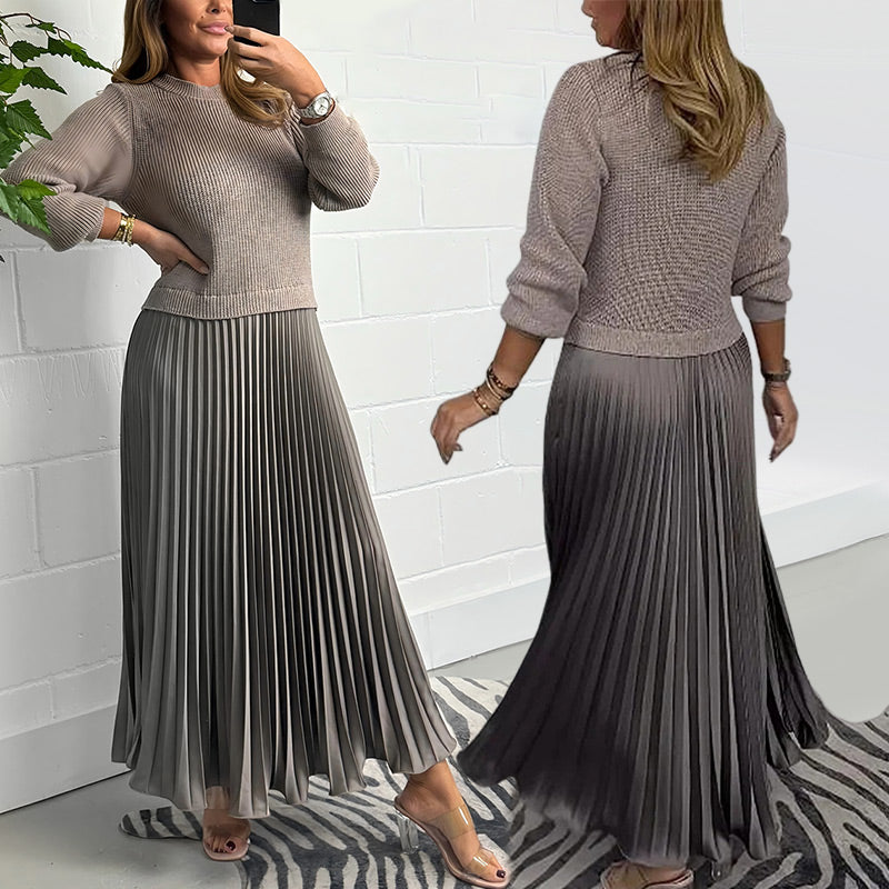 MARIA - ELEGANT AND STYLISH PLEATED DRESS WITH ROUND NECK