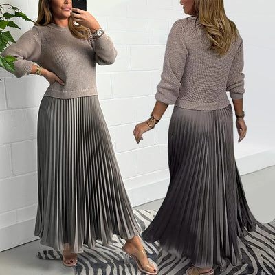 MARIA - ELEGANT AND STYLISH PLEATED DRESS WITH ROUND NECK