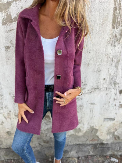 CASUAL SINGLE-BREASTED THICK COAT WITH LAPELS