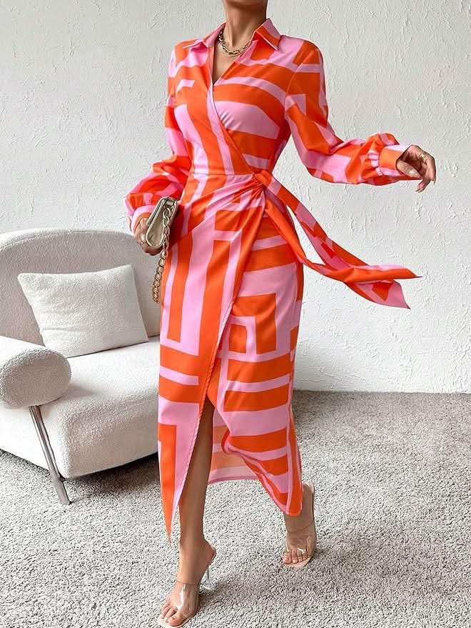 MIRAL-ELEGANT WRAP DRESS WITH PATTERN