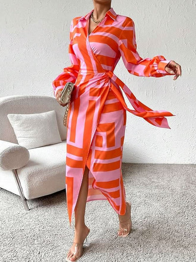 MIRAL-ELEGANT WRAP DRESS WITH PATTERN