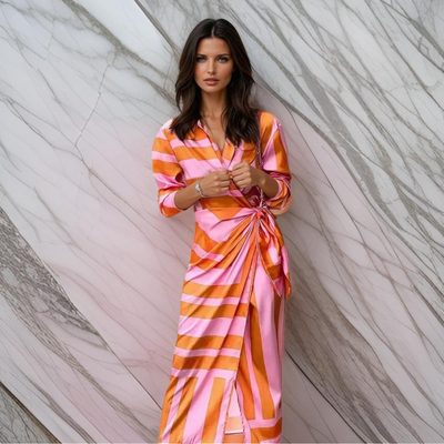 MIRAL-ELEGANT WRAP DRESS WITH PATTERN