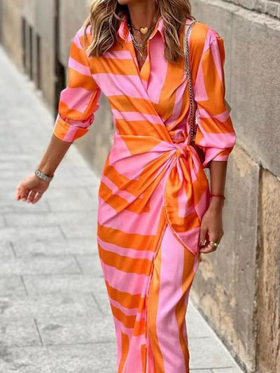MIRAL-ELEGANT WRAP DRESS WITH PATTERN