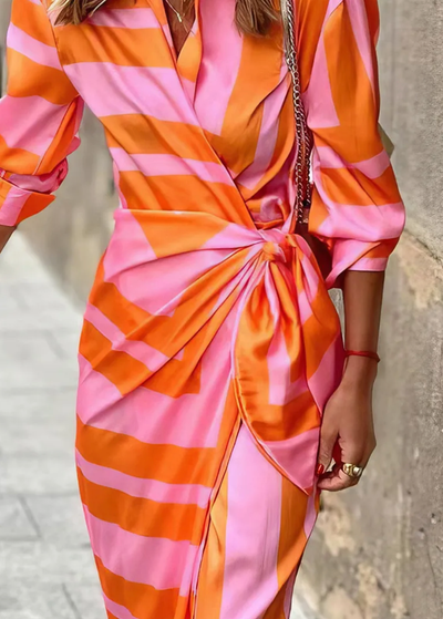 MIRAL-ELEGANT WRAP DRESS WITH PATTERN