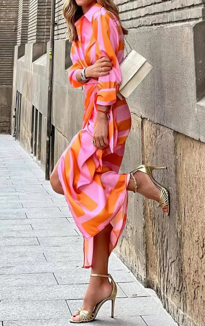MIRAL-ELEGANT WRAP DRESS WITH PATTERN