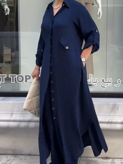 KYRA - CASUAL LONG DRESS WITH PANTS SET