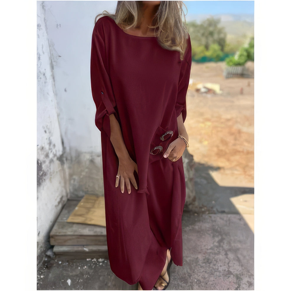 TWO-PIECE SET- ASYMMETRICAL DRESS AND WIDE-LEG PANTS FOR WOMEN