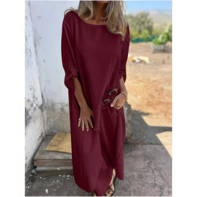 TWO-PIECE SET- ASYMMETRICAL DRESS AND WIDE-LEG PANTS FOR WOMEN